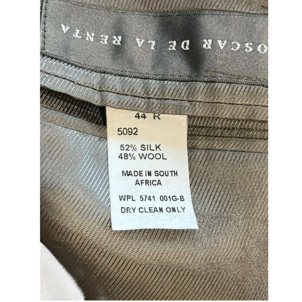 Oscar De La Renta | Silk‎ Wool Blazer Mens Sport Coat Brown 44R